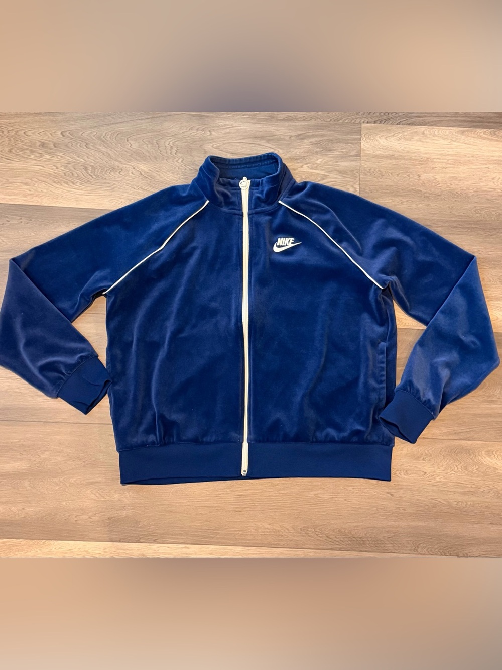 Women’s Nike Navy Blue Velour Retro Style Track Jacket Medium
